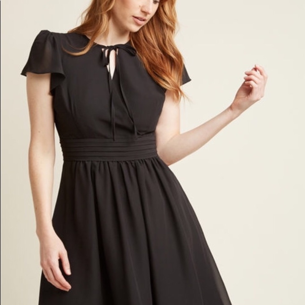 NEW Black A-Line Dress with Flutter Sleeves